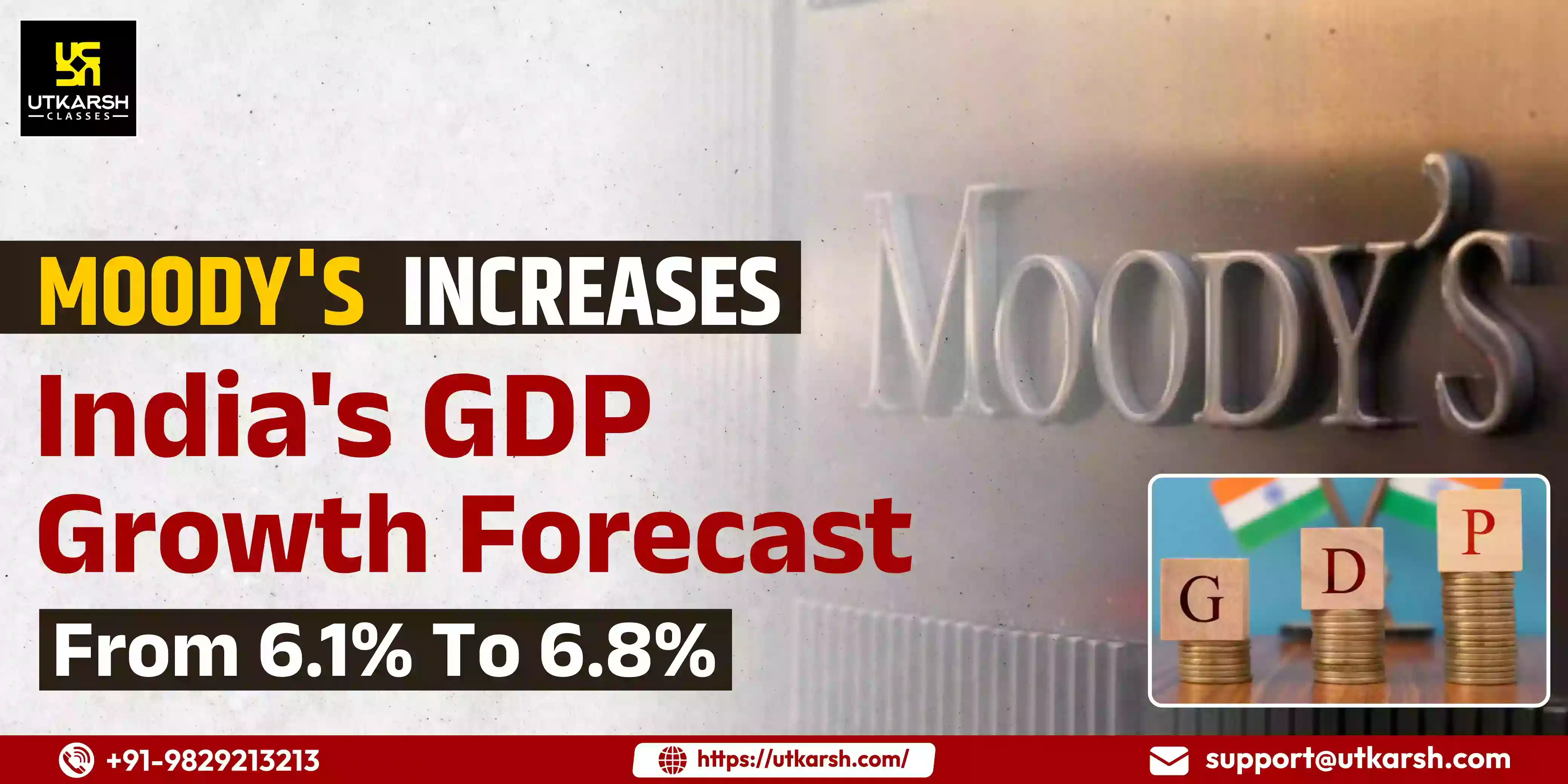 Moody's increases India's GDP growth forecast from 6.1% to 6.8%