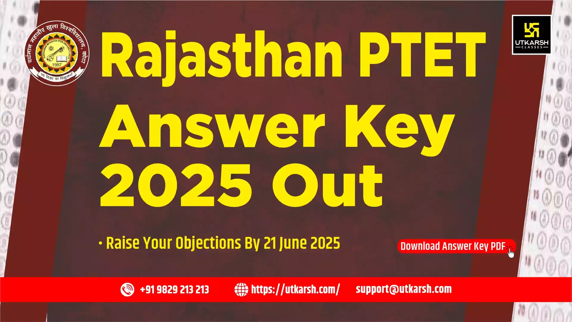 Rajasthan PTET Answer Key 2025 (Out): Raise Your Objections