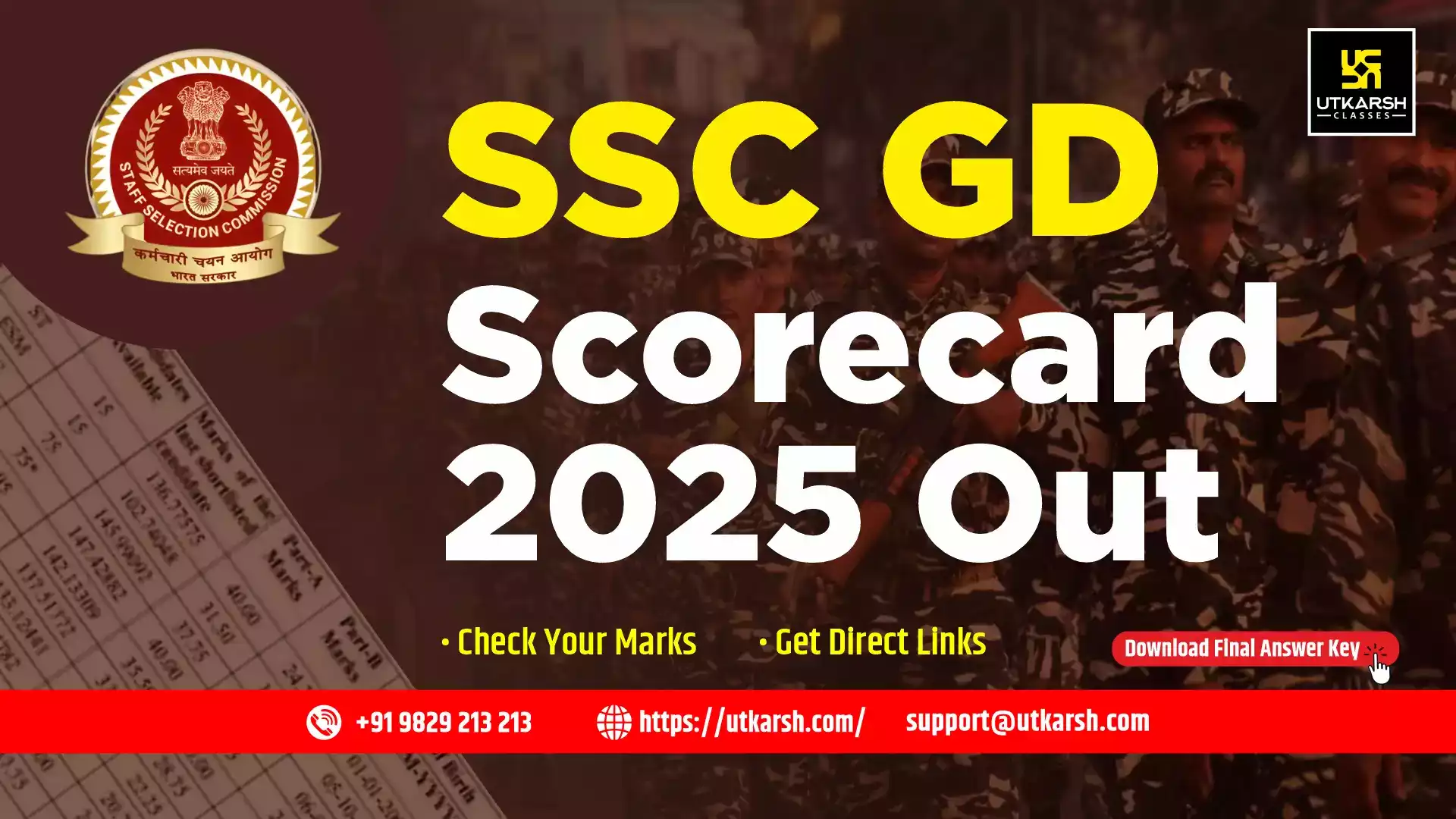 SSC GD Scorecard 2025 (Out): Check Final SSC GD Answer Key