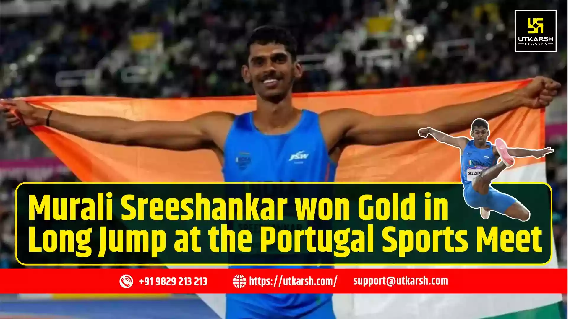 Murali Sreeshankar won Gold in Long Jump at the Portugal Sports Meet