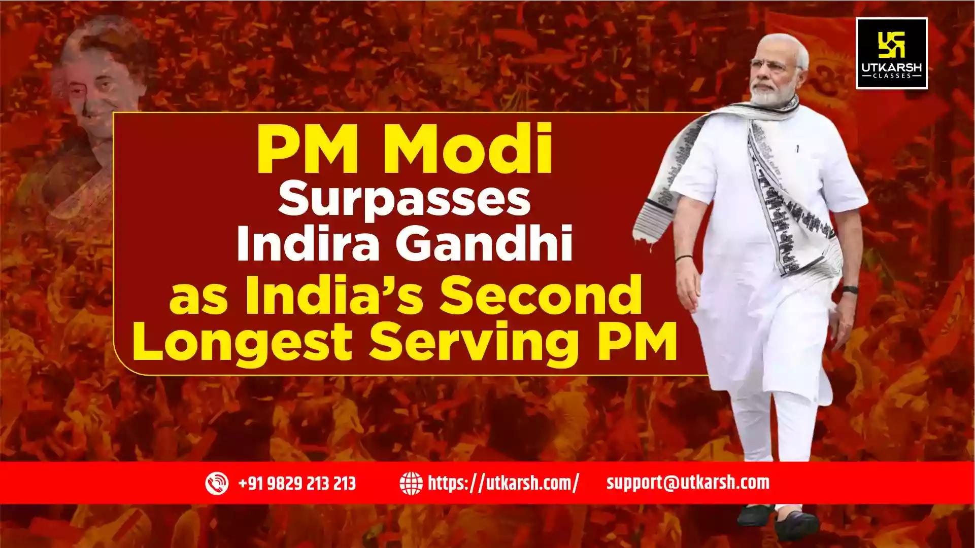 PM Modi Surpasses Indira Gandhi as India’s Second Longest Serving PM