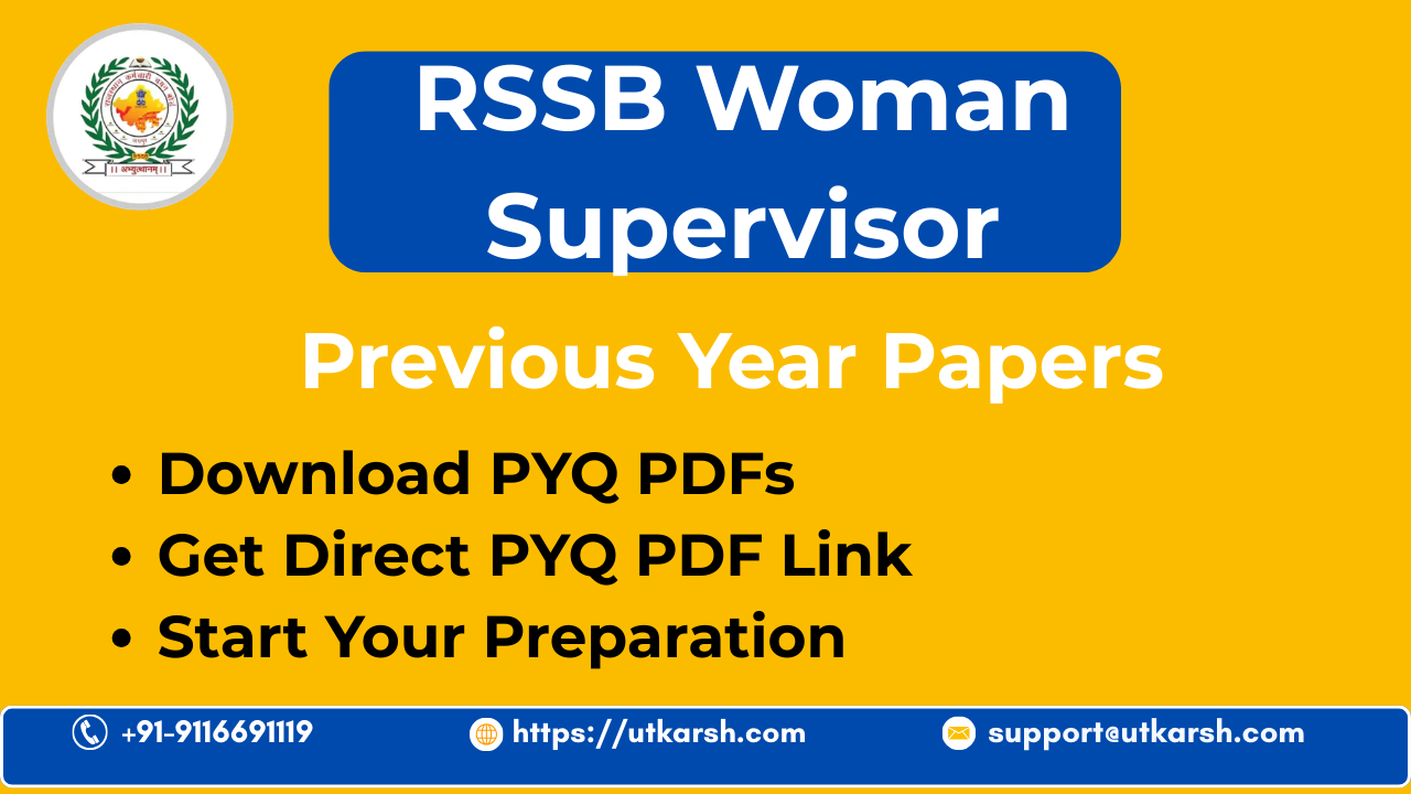 RSSB Woman Supervisor Previous Year Paper: Get Free PYQ PDFs