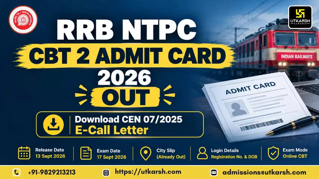 RRB NTPC CBT 2 Admit Card 2026 Out: Download CEN 07/2025 E-Call Letter